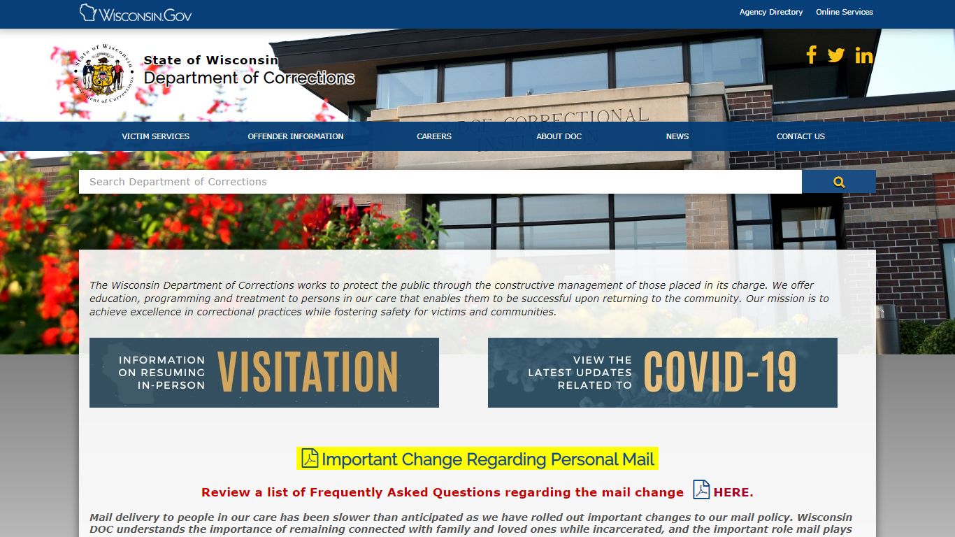 DOC Home - Wisconsin Department of Corrections